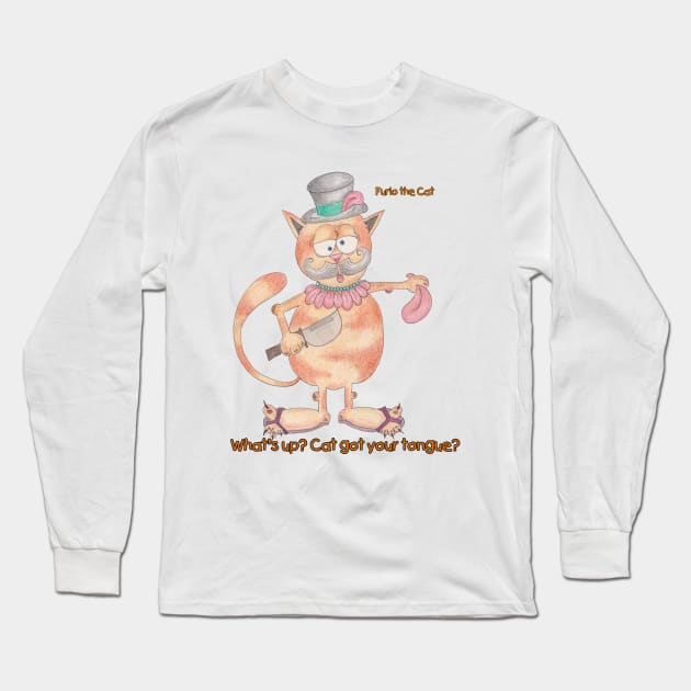 Furlo the Cat - Whats wrong? Cat got your tongue? Long Sleeve T-Shirt by Northern Ray
